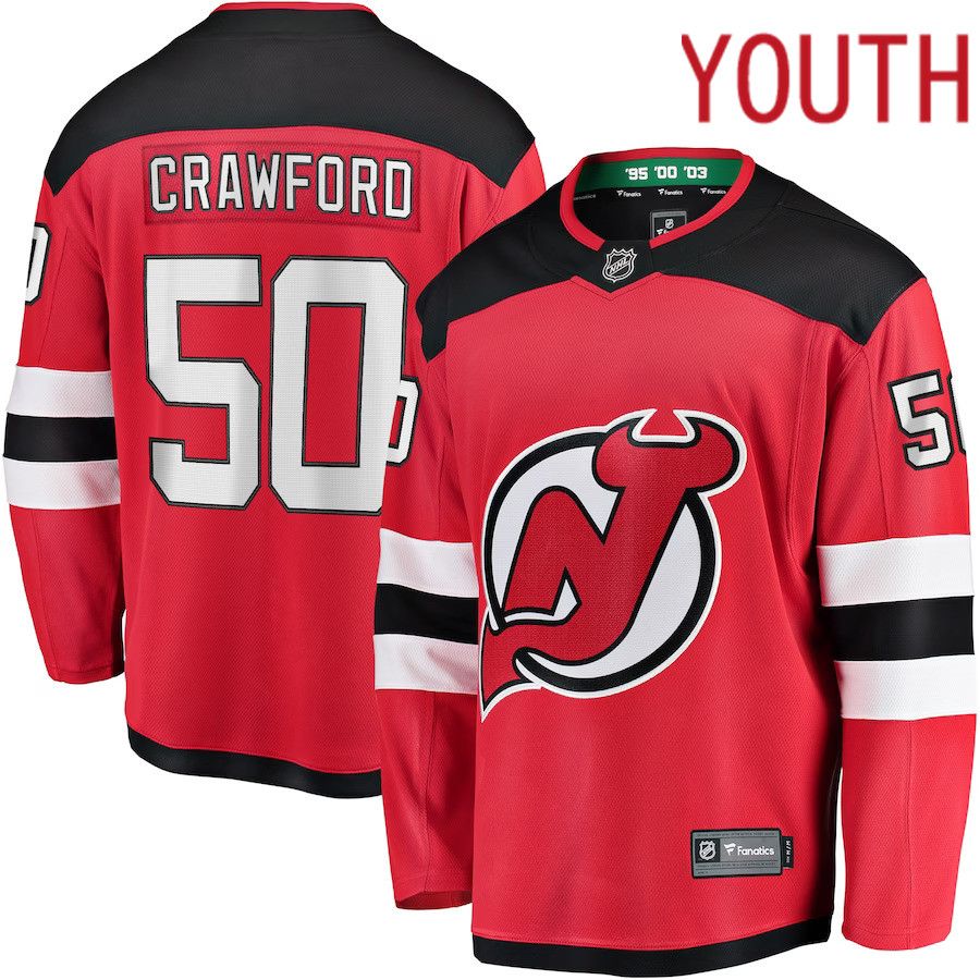 Youth New Jersey Devils 50 Corey Crawford Fanatics Branded Red Breakaway Player NHL Jersey